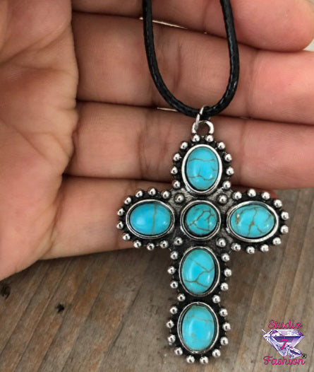 Turquoise Southwest Style Cross Necklace