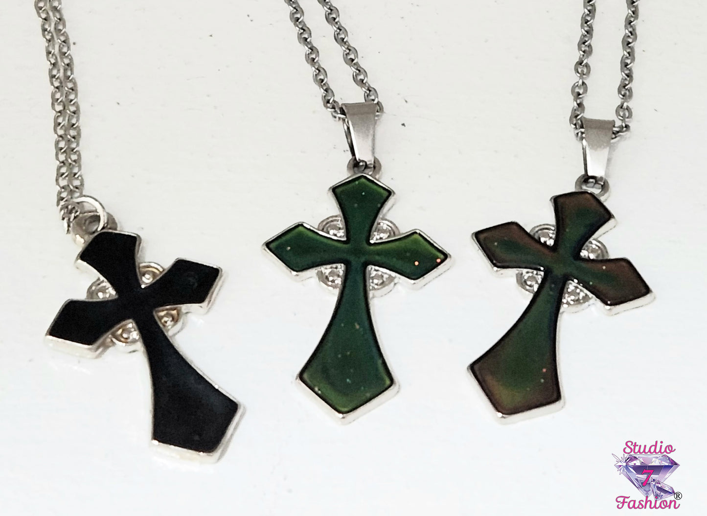 Variegated Colors Cross Necklace