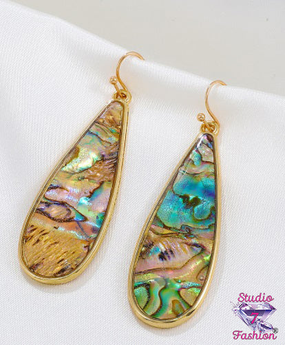 Abalone Shell Long Teardrop Earrings