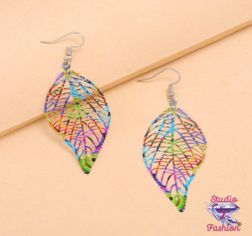 Rainbow Leaf Earrings