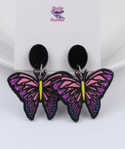 Creative Art Purple Butterfly Earrings