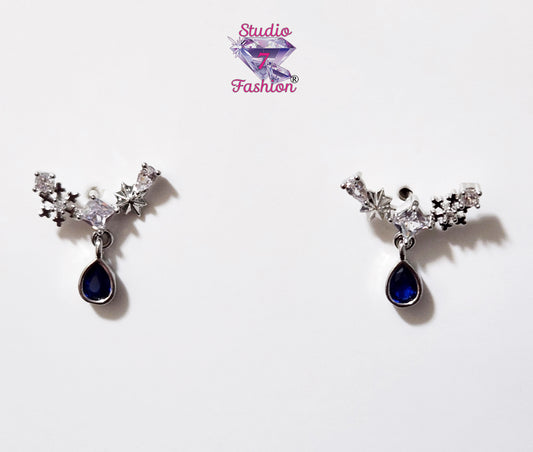 Sapphire Crystal Rhinestone Dangle Earrings