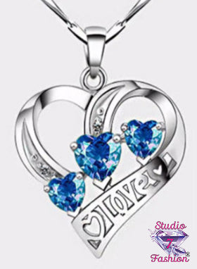 Triple Sapphire Heart Love Necklace