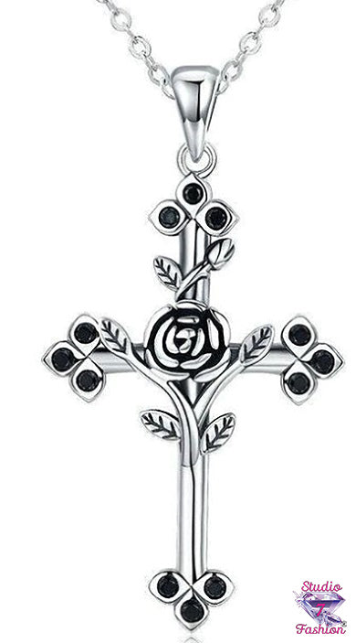 Rose Cross Necklace