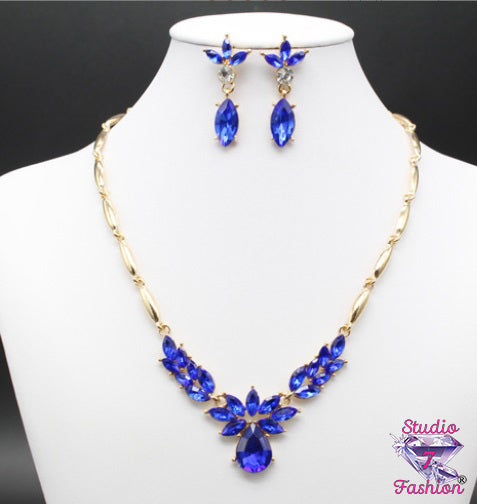 Elegant Sapphire Necklace Earring Set