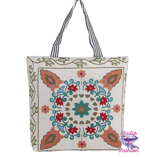 Geometric Florals Tote Bag