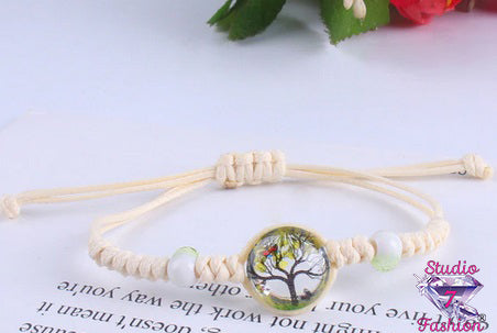 Tree Corded Bracelet Green