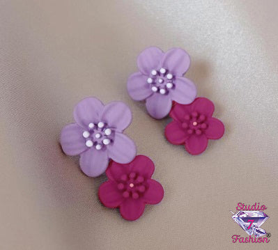 Purple Flower Earrings