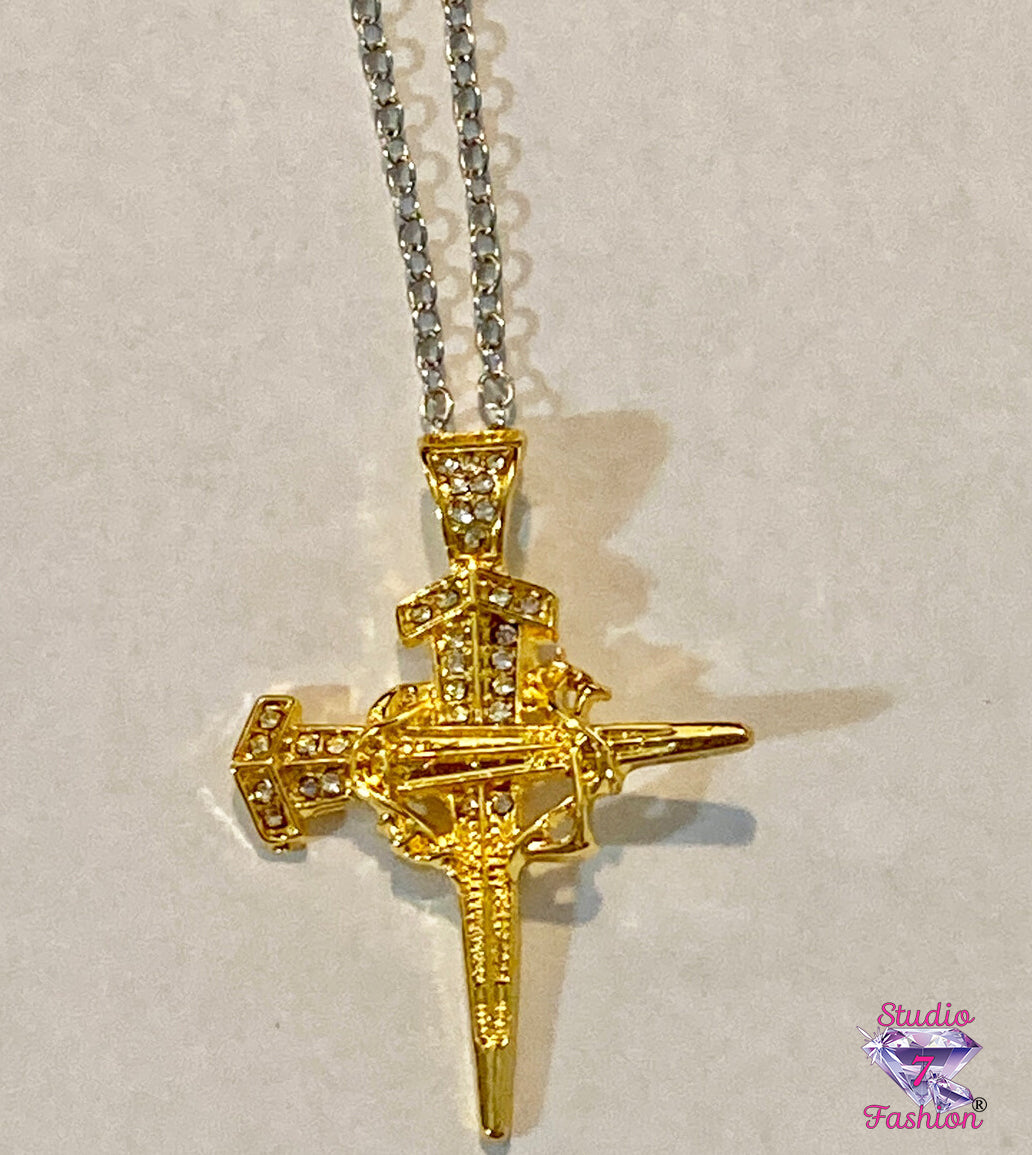 Spikes/Crown of Thorns Cross Necklace