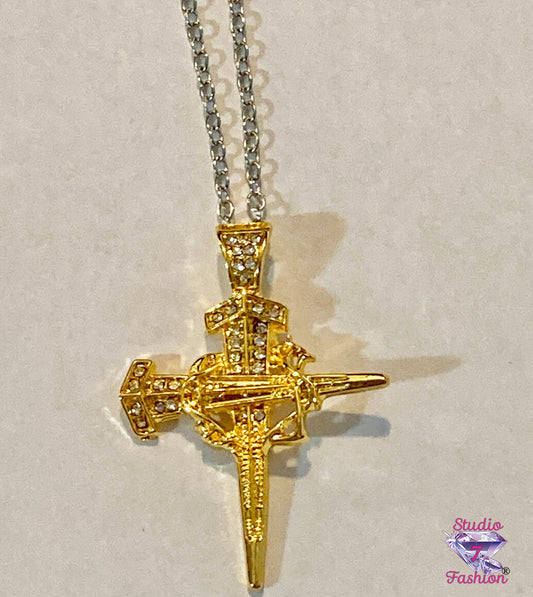 Spikes/Crown of Thorns Cross Necklace