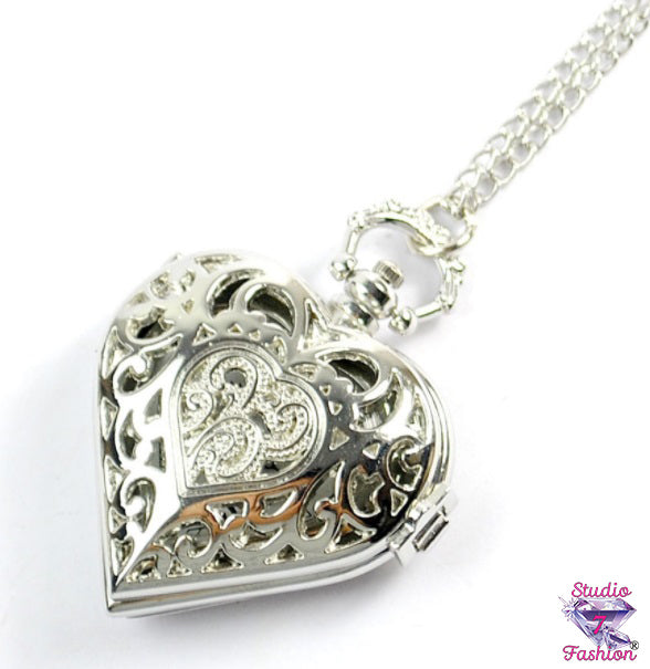 Filigree Heart Pocket Watch