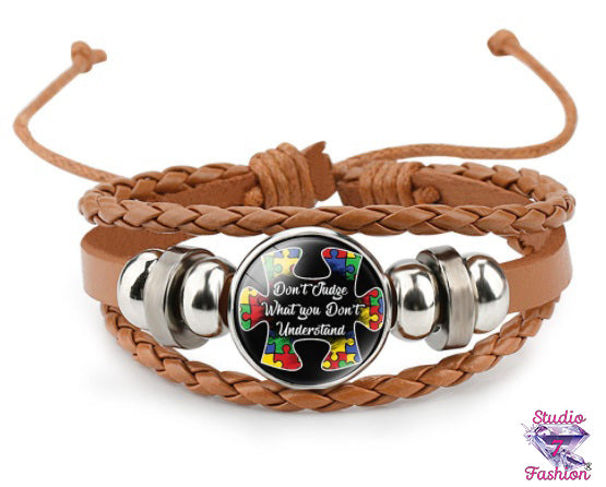 Autism Don't Judge Leatherette Bracelet