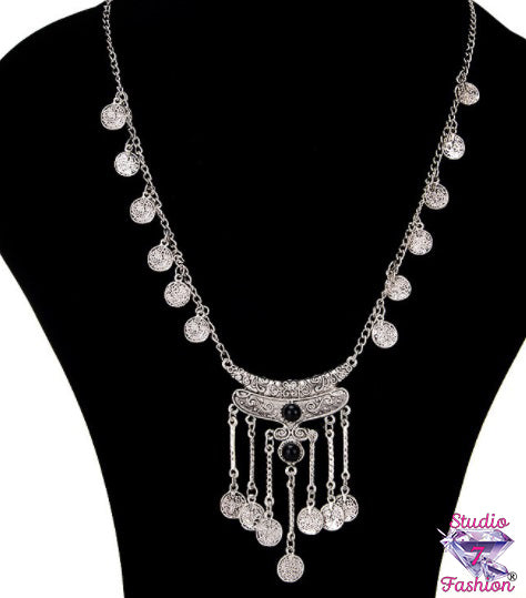 Ebony Dangle Statement Necklace