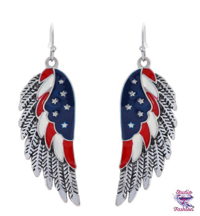 Guardian Angel Wings Patriotic Earrings