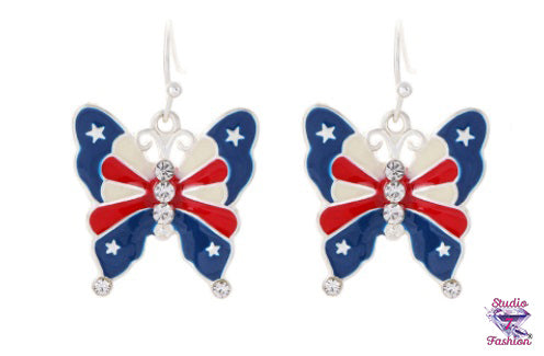 Patriotic Butterfly Earrings