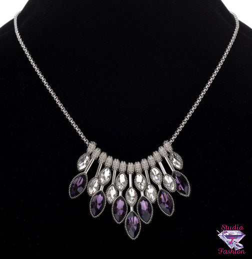 Amethyst and Rhinestone Statement Necklace