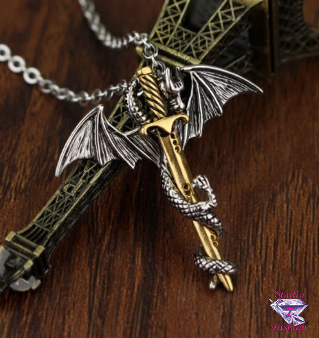 Dragon Gold Sword Necklace