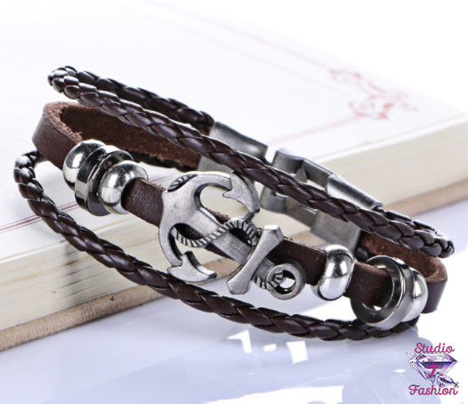 Anchor Leatherette Bracelet