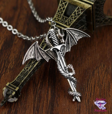 Dragon Silver Sword Necklace