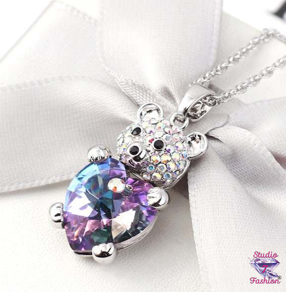 Teddy Bear Heart Necklace