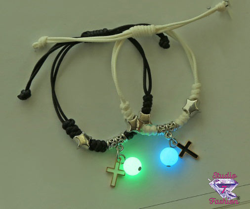 Ebony Bracelet with Ivory Cross Glow in The Dark