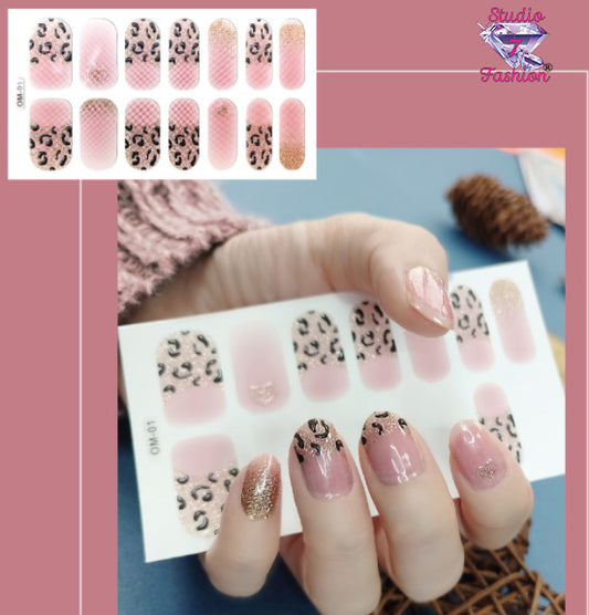 Pink Leopard Ombre Nail art