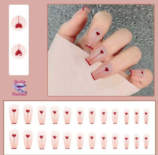 Hearts Drop Press-On Nails