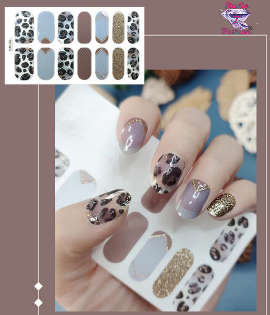 Leopard and Gold Nail art