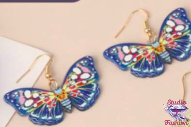 Pair Brilliant Blue Butterfly Earrings