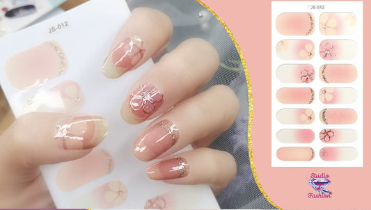 Pink Glitter Florals Nail Art