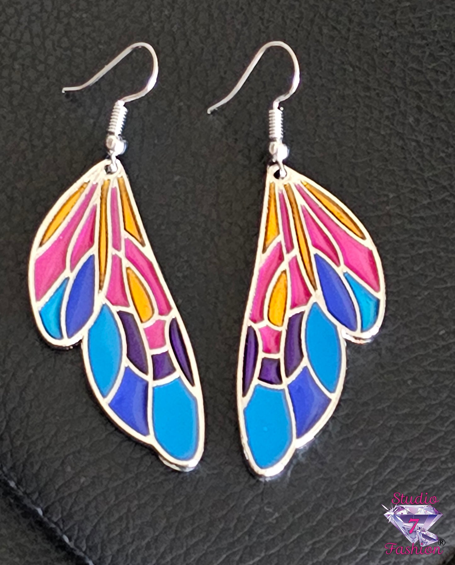 Stained Glass Butterfly Wing Earrings