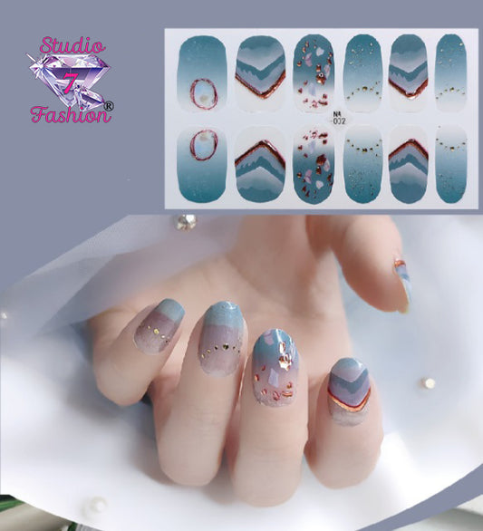 Abstract Blue Hues Nail Art