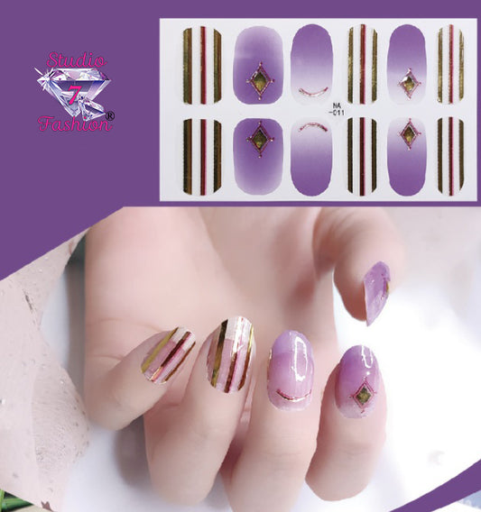 Pin Stripe Diamond Nail Art