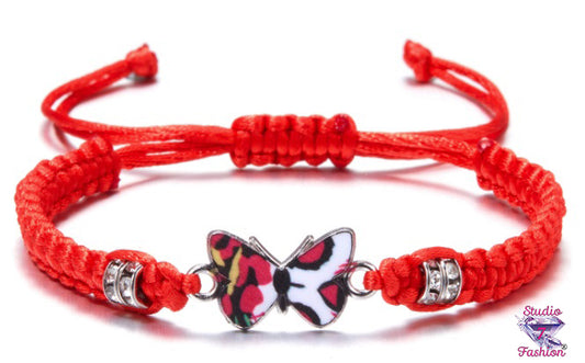 Beautiful Red Braided Butterfly Bracelet