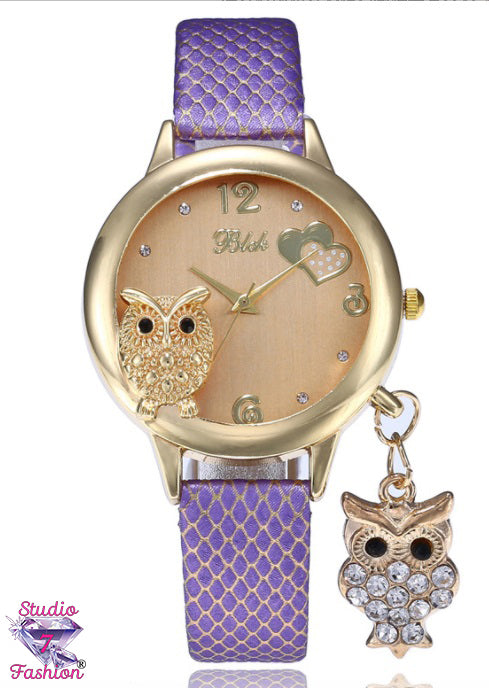 Wonderful Purple Owl Watch with Charm