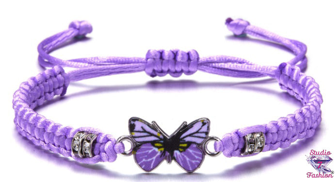 Beautiful Lilac Braided Butterfly Bracelet