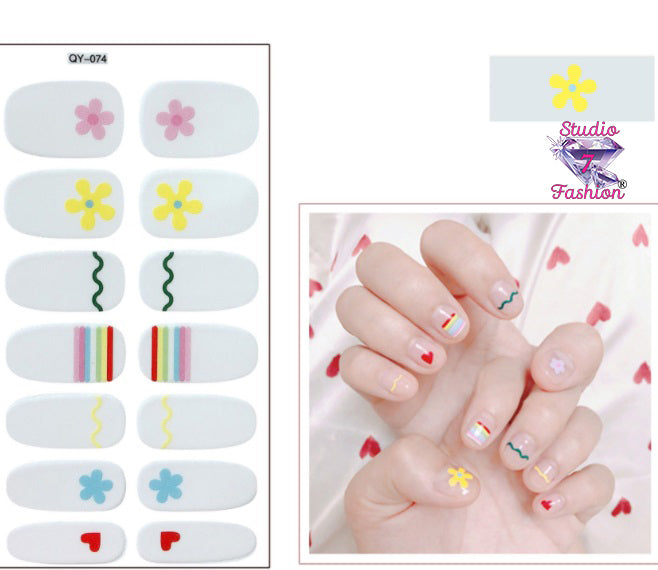 Over The Rainbow Floral Nail Art