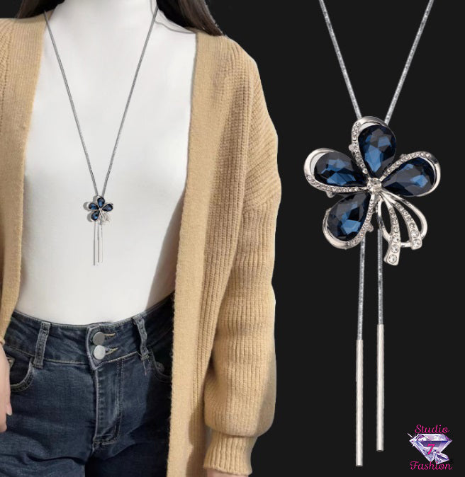 Sapphire Floral Lariat Necklace