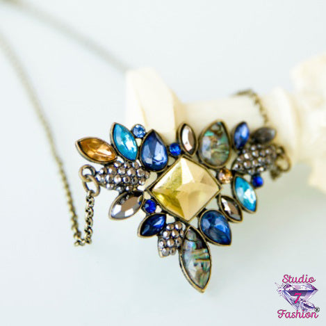 Fabulous Multicolor Rhinestone Triangle Necklace