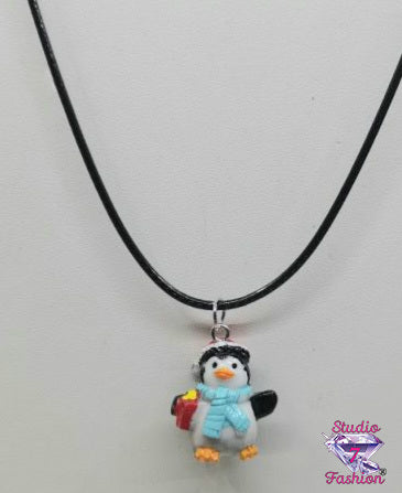 Cute Christmas Penguin Necklace Earrings Set