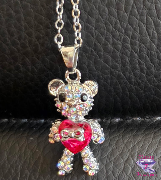 Ruby Teddy Bear Necklace