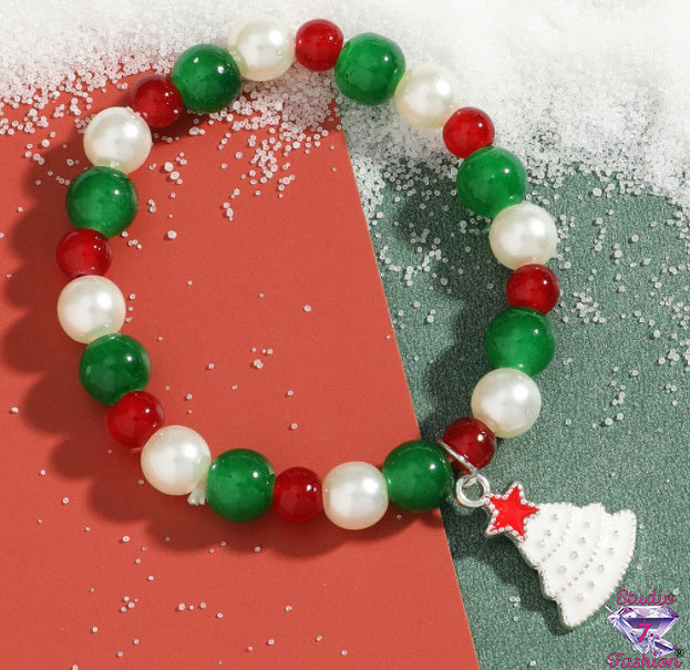 Beaded Christmas Tree Bracelet