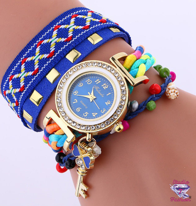 Multicolor Multilayer Charm Watch Blue