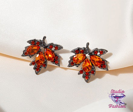 Beautiful Amber Maple Leaf Earrings