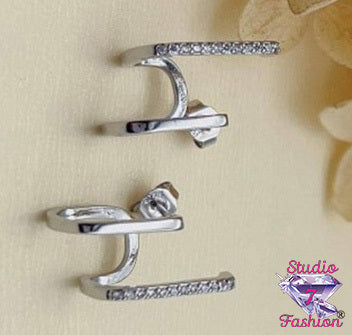 Rhinestone Double Cuff Earrings