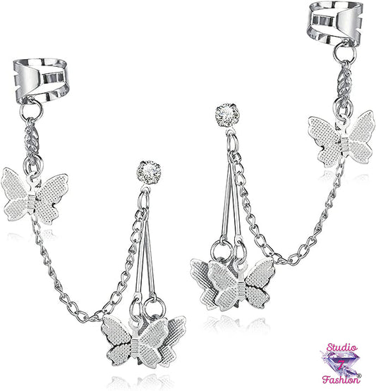 Butterfly Dangle Cuff Earrings