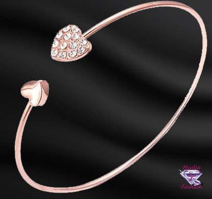 Double Heart Rose Gold Bangle