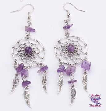 Stunning Amethyst Dreamcatcher Earrings