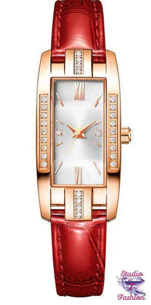 Vibrant Red Leather Watch