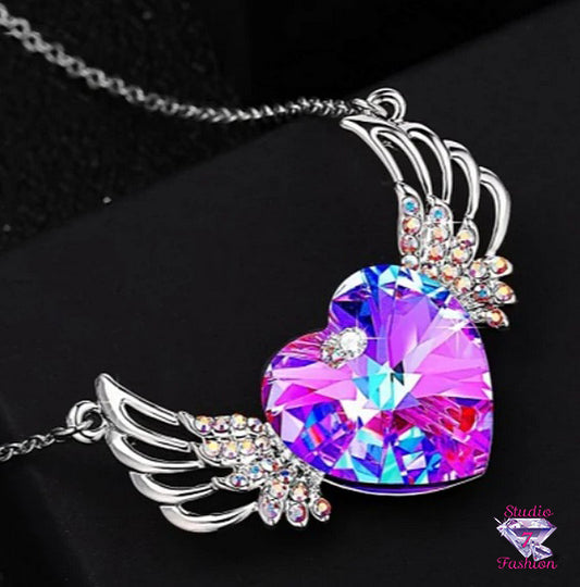 Fly High Angel Wing Heart Necklace